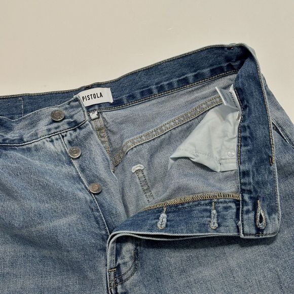 Pistola Cassie High Waist Ripped Crop Straight Leg Jeans In Los Feliz  Size 30 - Picture 14 of 16